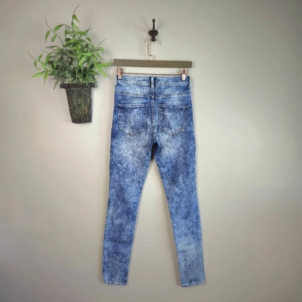 Express 2 High Rise Legging Light Blue Acid Wash Skinny Distressed Jegging Jeans